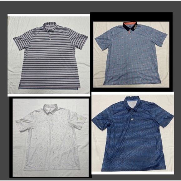 Lot Of 4 Johnnie -O Polo Golf Shirt Puma Floral Print Adidas Shirt Men’s XL - Picture 1 of 16